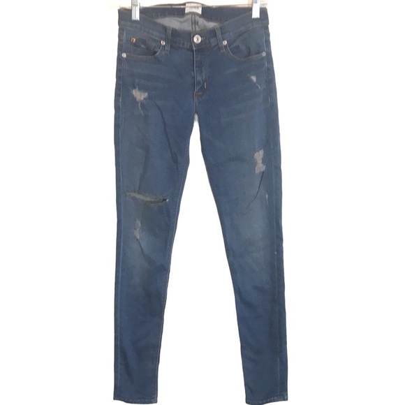 Hudson Krista Super Skinny Jean Distressed ripped mid rise size 27 - Picture 2 of 13